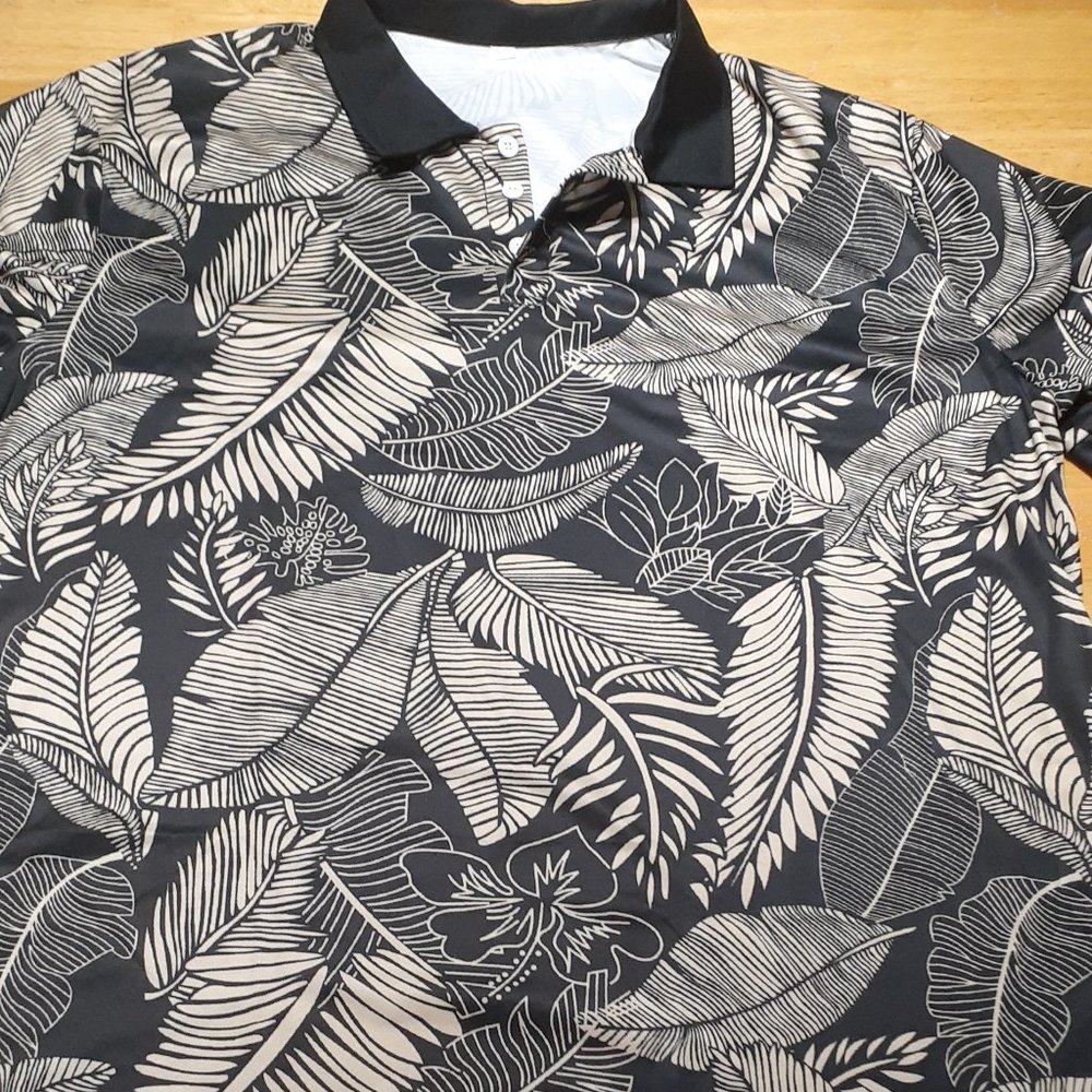 Men XL Black & Gold Polyester Polo Shirt New